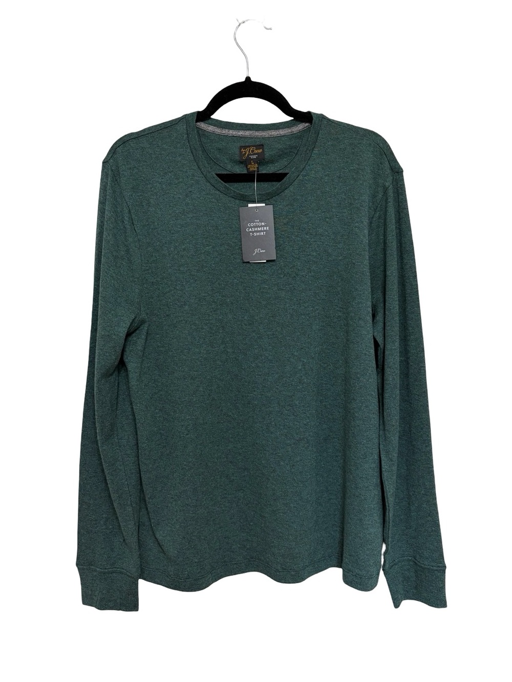 NEW J. Crew Men’s Cotton Cashmere Long Sleeve T-Shirt Dark Green - Size L